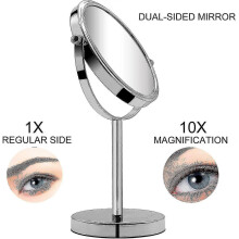 6-inch Large Tabletop Two-sided Swivel Vanity Mirror with 10x Magnification, 12-inch Height (chrome, 6-inches)