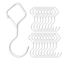 18Pcs White S Hooks for Hanging Heavy Duty.Metal S Clip Hooks Kitchen for Closet Cup Coffee Mug Bird Feeder Pot Plants