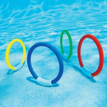 4 Pcs Multicolor Plastic Diving Rings for Swimming Pool, Beach and Water Play