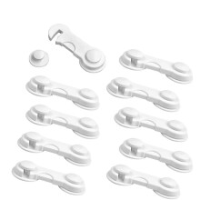 Child Lock Cabinet, [10 Pieces] White Baby Drawer Lock with Strong Adhesive for Cabinets, Drawers, Kitchens, Refrigerator