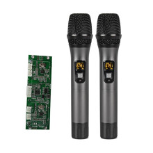Wireless Microphone,Handheld Dual Metal Cordless Dynamic Mic System with Rechargeable Receiver,for Karaoke,Speech,Party