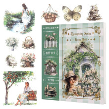 Garden Junk Journal Stickers, 50 Sheets, Scrapbook Supplies, Watercolor Scrapbooking for Adults Green