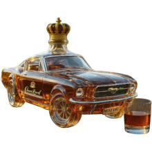 (C) Whiskey Bottle Wild Horse Car Shaped Expertly Crafted PewterGlass 3D Creative Car Theme