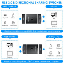 2X USB KVM USB HUB 3.0 Switcher Selector KVM for PC Keyboard Mouse Printer 1 PC Sharing 2 Devices