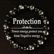 (L1824) Minimalist Men's Bracelet: Black Ironstone Healing Stone Bead Bracelet