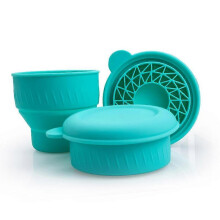 (green) Foldable Silicone Makeup Brush Cleaner Bowl - Portable Cleaning Tool for Brushes, Powder Puffs, and Sponges