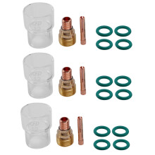21Pcs/Set NO.12 Glass Cup Kit Stubby Collets Body Gas Lens Tig Welding Torch For Wp-9/ 20/ 25 Welding Accessories