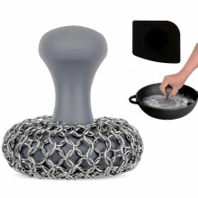 (Grey) 2 Pcs Cast Chainmail Scrubber, Stainless Steel Heavy Duty Cleaning Pad for Pots Skillets Cookware