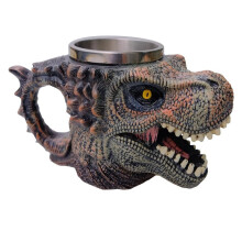 Dinosaur Coffee Mug, Resin Mug, Stainless Steel Drinking Cup Tabletop Decoration Trex Dino Lover Gifts for Adults