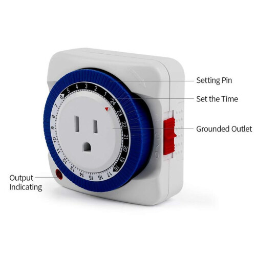 2X Outlet Timer  24 Hour Plug-in Electric Mechanical Outlet Timer  Outlet Mechanical Timing Socket US Plug