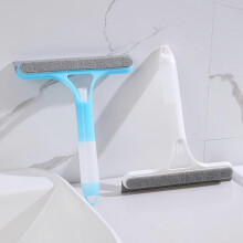 (BlueandWhite) 3-in-1 Window Cleaning Tool with Removable Microfiber Cloth, Heavy-Duty Plastic Squeegee Scraper for Bathroom Glass and Home Use