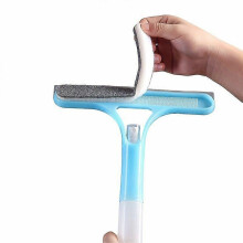 (Blue) 3-in-1 Window Cleaning Tool with Removable Microfiber Cloth, Heavy-Duty Plastic Squeegee Scraper for Bathroom Glass and Home Use