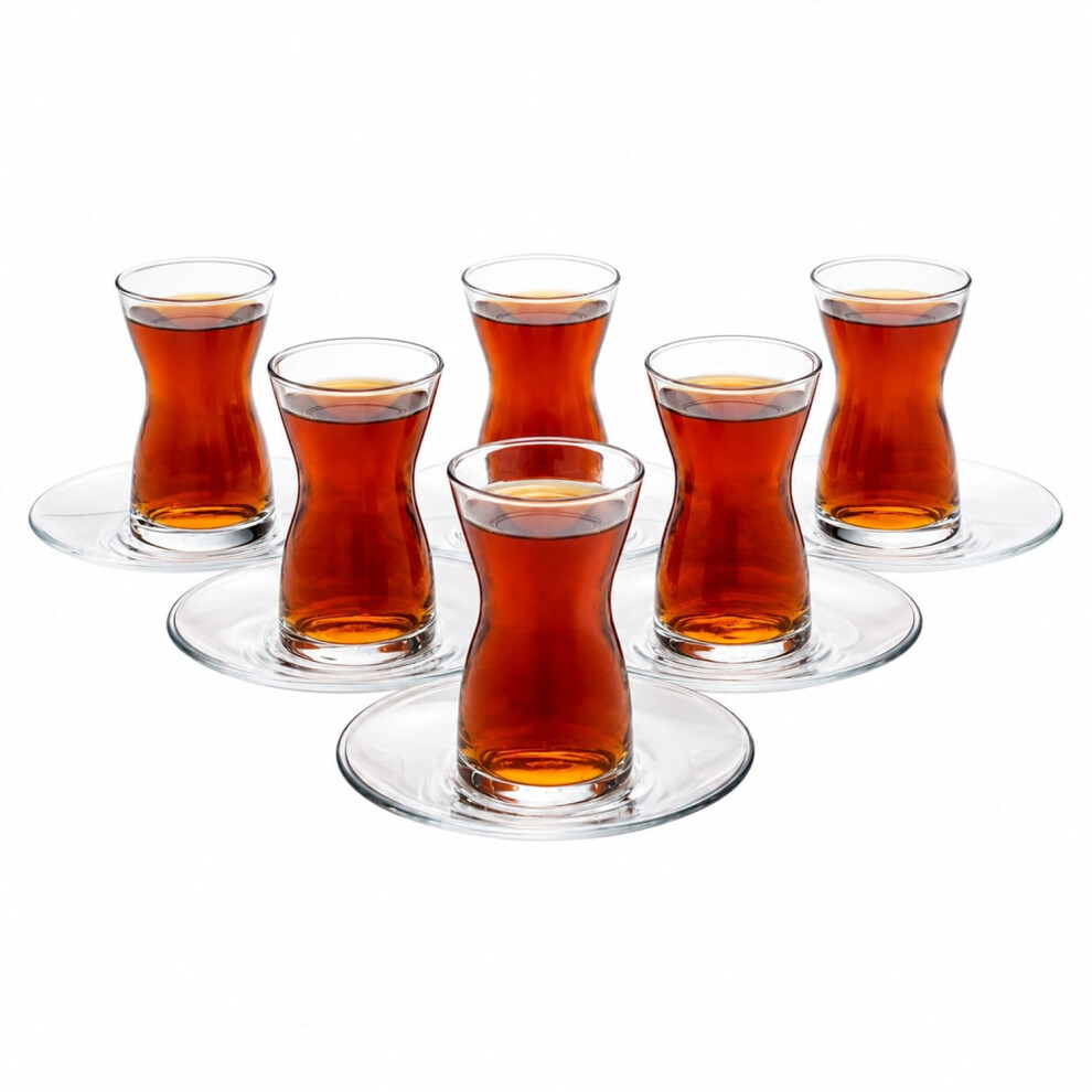 Urbnliving Set Of 6 130Ml Glass Tea Cup & Saucer