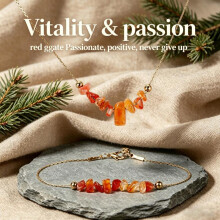 (L2141 Bracelet + Necklace) Lots Agate Stone Bead Necklace and Bracelet Set—Natural Crystal Chip Stone Jewelry for Women