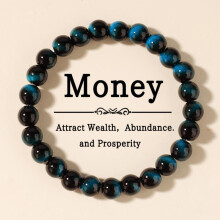 (L1773) Wind Street Style Blue Tiger's Eye Bracelet: Braided bracelet made of natural stone beads, featuring natural healing crystals