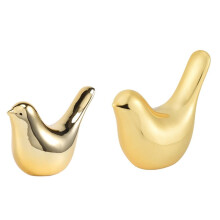 2PCS Polar House Golden Bird Figurines Modern Ceramic Bird Statues Animal Sculpture Home Decoration Gold Ceramic Crafts