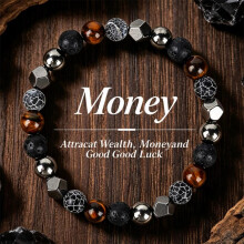 (L2225) Black Gallstone Crystal Bracelet Men Faceted Stone Beads Natural Crystal Bracelet Minimalist Fashion Jewelry Trendy Gift
