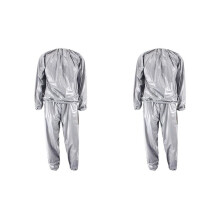 2X Heavy Duty Fitness Weight Loss Sweat Sauna Suit Exercise Gym Anti-Rip Silver 4Xl
