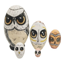 Owl Nesting Dolls, Wooden Crafts Owl Family, Easter Decoration