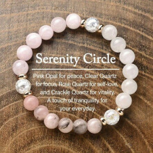 (L0460) Natural Pink Opal Crystal Bracelet for Women Beaded Gemstone Hand Jewelry Charm Gift Energy Stones