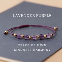 (L1974-natural stone amethyst (6mm)) Fashionable Braided Bracelet Natural Stone Purple Amethyst Beaded Sweet Cool Style Women Elastic 7-8mm