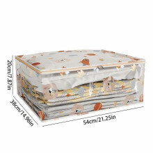 Transparent Storage Box with Cartoon Bear Rocket Star Design, Large Capacity Dust-Proof Clothes Organizer for Home Closet