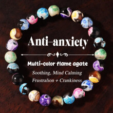 (L1569) Bohemian Natural Stone Bracelet Fire Agate Dopamine Beaded Bracelet for Women Beach Vacation Jewelry Elastic Cord Bracelet Gift