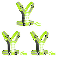 3X LED Running Vest,LED High Visibility Reflective Vest Safety Vest with 6 Reflective Bands for Cycling Jogging Running