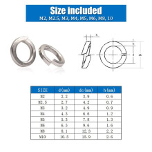 Spring Lock Washer,304 Stainless Steel Spring Lock Washer Assortment Set (1230-Pcs,8-Size)