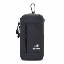 (Dark Gray) Waterproof Nylon Running Armband Phone Bag, Sports Pouch with Carabiner, Crossbody & Wrist Wear for Outdoor Fitness