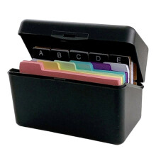 3x 5 Index Card Holder Box with 180 Tabbed Dividers, Black - Ideal for Notes, Recipes & More