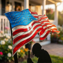 250 Years of Defending Metal Garden Stake, Durable Iron Patriotic Yard Sign, 250th Anniversary Bell Outdoor Decor for Lawn, Garden, and Memorial Displ