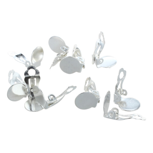10X BOUCLE D'OREILLE CLIP SUPPORT A COLLER 10MM PLAQUE