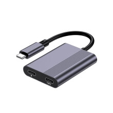 2-in-1 USB-C Hub VR/AR Glasses Charging Converter, 4K 60Hz Gaming Console Expansion Hub, Screen Mirroring Device PD100W