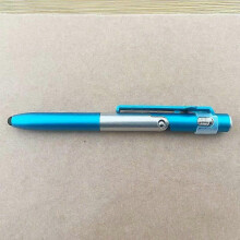 (light blue) New multi-functional four-in-one toy folding lamp pen, phone stand, LED light, touchscreen ballpoint pen