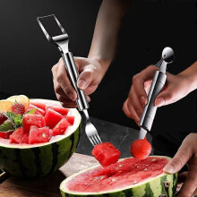 3 Pcs Stainless Steel Watermelon Slicer Set, Easy-Cut Chunk Slicer Fruit Divider and Baller Tool for Summer Melon Eating