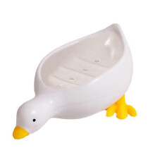 Duck Bathroom Soap Tray with Self Draining Feature Innovative Yellow Duck Soap Holder Soap Stand for Clean Countertops White