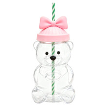 Bear Straw Cup, Cute and Fun Straw Cup, Honey Bear Cup with Straw, Cute Coffee Drink Mug 20 Ounces 1 Piece