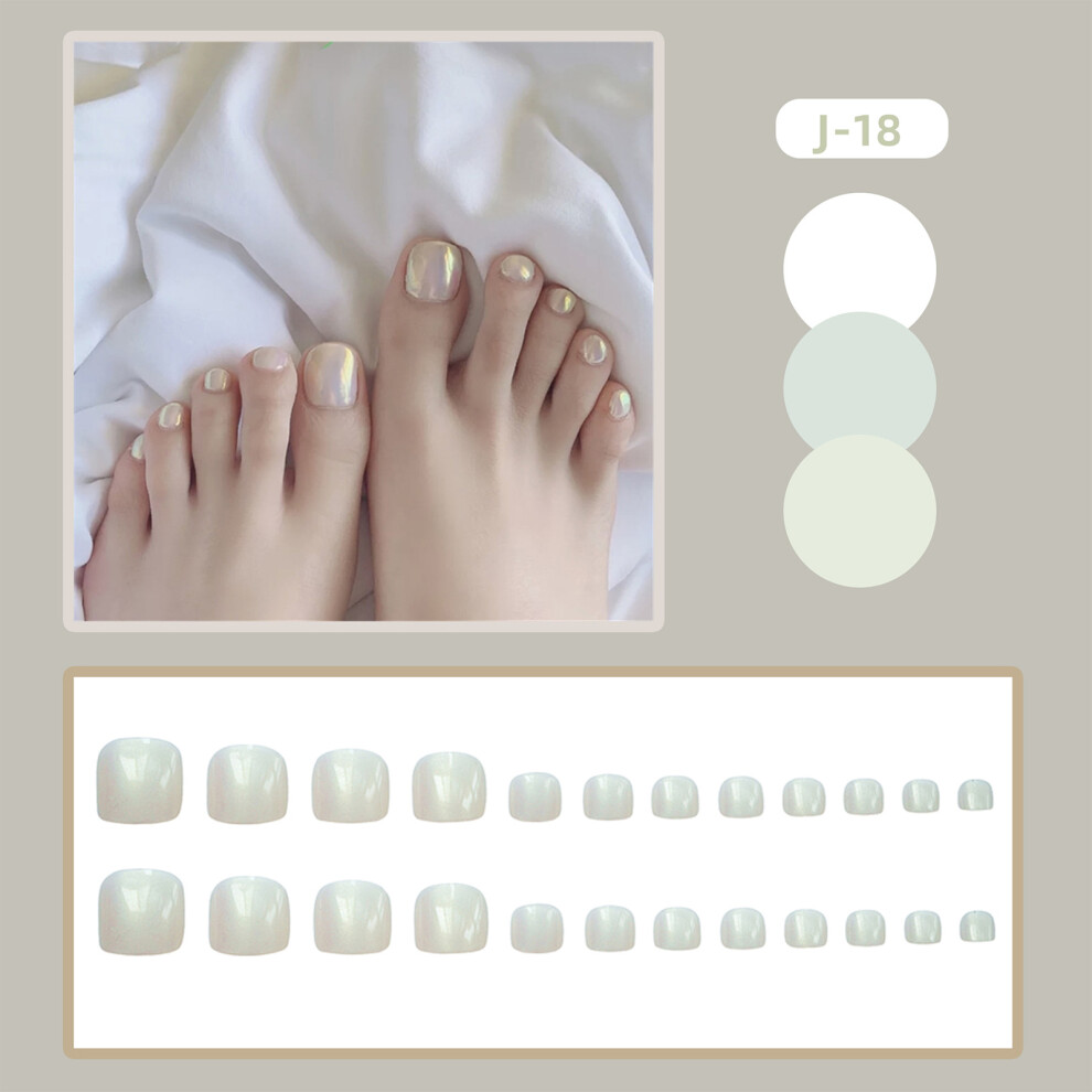 Zhouq-Outdoors (Jelly Glue Model) Glossy Press-On Toenails, Pearlescent & Lightweight