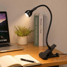 LED Desk Lamp Clip-On, 360 Flexible Gooseneck Clamp Light, USB-Powered Eye Care Task Light, Adjustable Night Light for Reading, Home Office, Study, Be