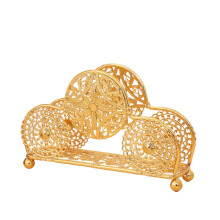Wrought Iron Golden Tissue Holder Decorative Metal Organizer Household Supplies Restaurant Dining Room Desktop Napkin