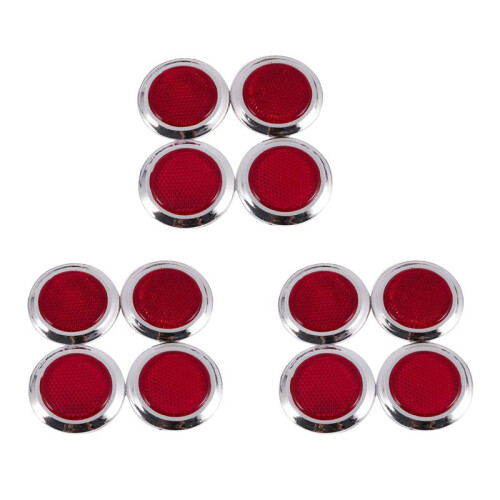 12 Pcs Auto Car Plastic Round Reflective Reflector Sticker Red