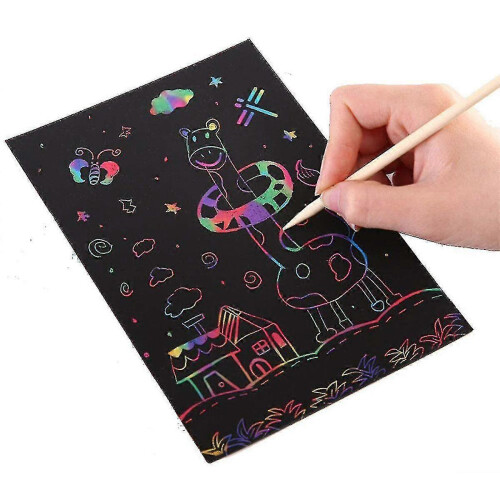 Scratch Paper, 10 Pcs Rainbow Magic Scratch Art Accessories 2