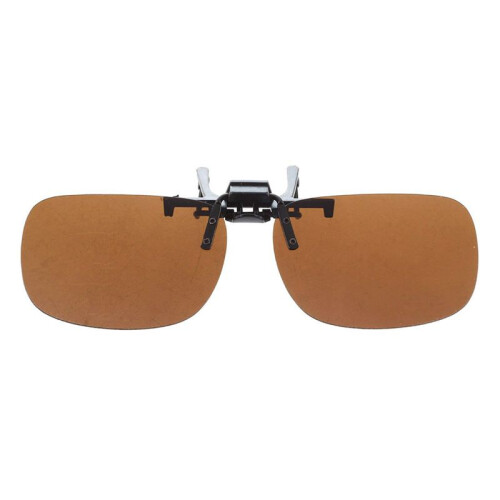 5X Unisex Dark Brown Rectangle Flip  Clip  Polarized Sunglasses