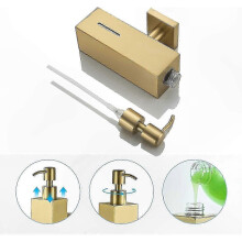 Brushed Gold Stainless Steel Soap Dispenser for Bathroom Wall Mount Liquid Soap Holder Square Design
