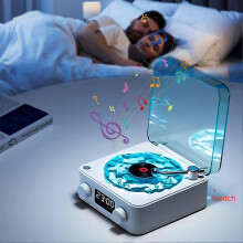 Retro Turntable Speaker with White Noise, Wireless Stereo, Projection Light, Vintage Vinyl Record Player for Home Decor