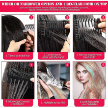 3 Pieces 3 Way Hair Highlighting Cutting Comb 3 Sided Highlighting Comb Weaving Comb Dye Styling Com