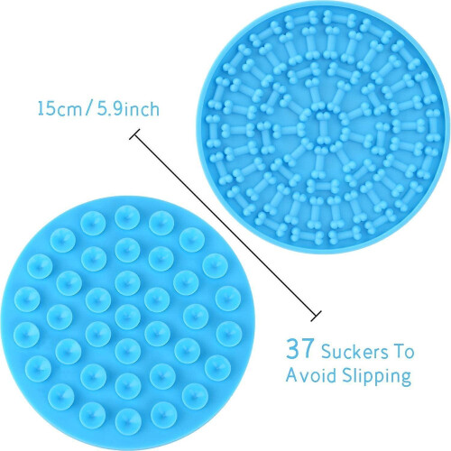 2pcs Dog Licking Mat Silicone Slow Feeder Powerful Pet Bath Distraction Device - Blue, Red 1