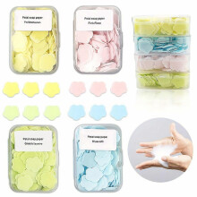 (Green) Rose Scented Petal Foam Soap Sheets, Travel-Friendly Disposable Hand Wash Paper for Office School Outdoor, Glycerin-Based Compact Box