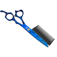 6-Zoll-Haarschere mit Kammdesign, blau, professioneller Edelstahl für den Salon- und Heimgebrauch
